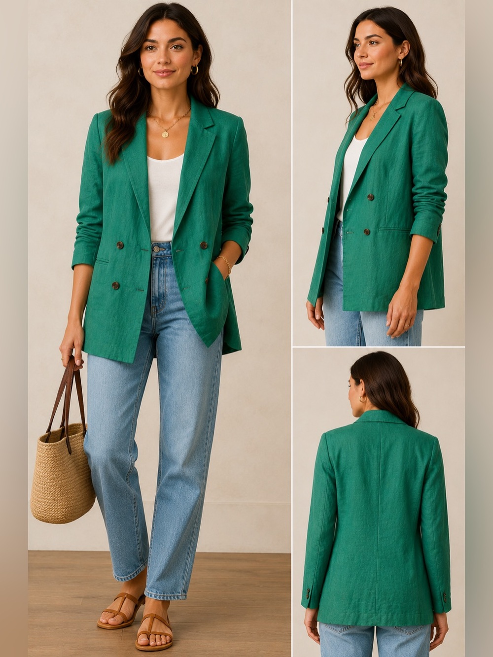 Banana Republic Green Linen Blend Women's Blazer